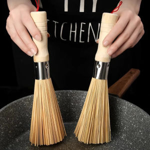 Natural Bamboo Pot Brush Long Handle Wok Cleaning Brush Dish Brush Kitchen Tool Supplies For Home Restaurant