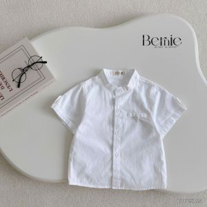 Áo sơ mi trắng dài tay ngắn tay cổ trụ bé trai bé gái size 1 tuổi tới 7 tuổi Bernie T0625A26