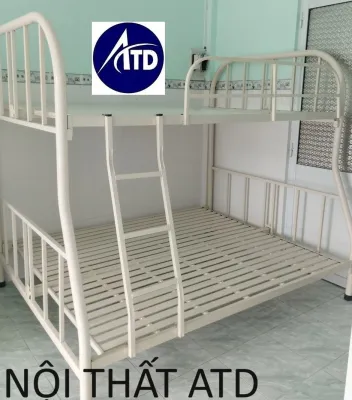 Giường sắt 2 tầng đủ kích thước 0.8m-1m-1m2-1m4-1m6 dài 2m cao 1m7 màu kem miễn phí vận chuyển TPHCM