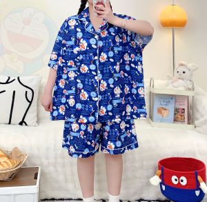 Tichada 386 ชุดนอนไหมอิตาลี อก 52 สะโพก 46 ลายการ์ตูนน่ารักๆ ใส่สบายไม่ร้อน (สินค้าพร้อมส่ง)