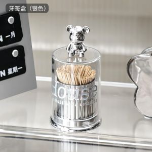 Bilibala Mart Luxury Bear Toothpick Holder | cotton swab Holder | toothpick box | cotton swab storage box | cotton swab barrel | toothpick box