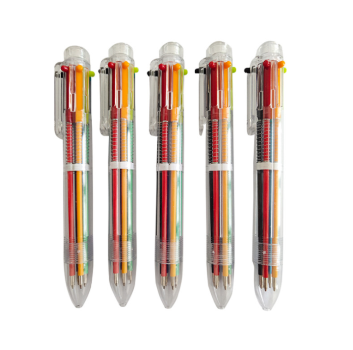 6 Colors Office School Smooth Writing Ball Pen 0.5mm Oily Ink Ballpoint