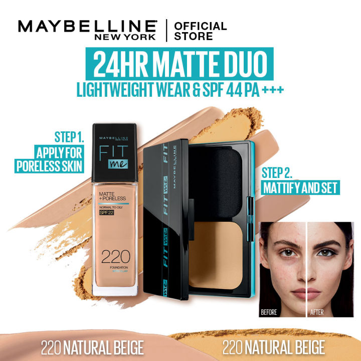 Maybelline Fit Me 24HR Matte Duo Make up Set: Oil Control Liquid ...