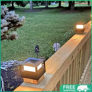 COD [จัดส่งฟรี] LED โซลาร์คอลัมน์ไฟโพสต์เด็คโคมไฟกลางแจ้ง Villa Garden Decor