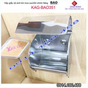 Hộp đựng giấy vệ sinh Inox Bảo KAG-BAO351 kín nước Móc giấy toilet SUS304 inox dày dập khuôn cao cấp thiết kế tuyệt đẹp