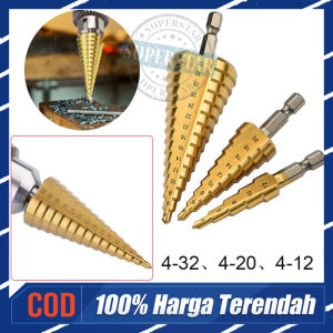 Mata Bor 3 PCS Step Drill HSS Mata Bor Multifungsi 4-12 4-20 4-32 Asli Titanium Hex Bor Pagoda Tingkat Payung Cone