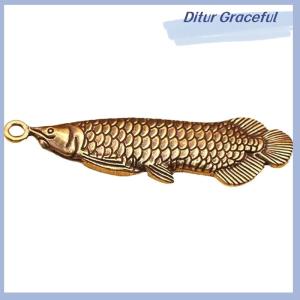 Ditur 1PCS Retro Charm Brass Fish Charms Pendant DIY Ornament Miniature Keychain Jewelry Home Decoration Craft Souvenir Gift