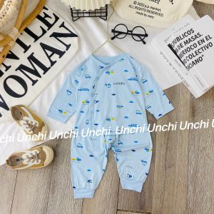 Đồ bộ dài tay bé trai bé gái sơ sinh Vải Thun lạnh cao cấp Unchi cài cúc lệch quần đắp đũng phù hợp cho bé sơ sinh 0-9kg