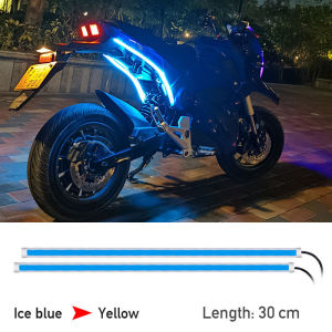 12V Motorcycle Turn Signal Lights Flexible Led Light Strip 30/45/60cm DRL LED Dual Color Daytime Running Lights