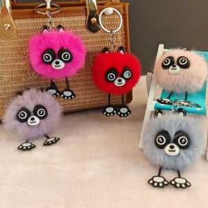 YUDESHUI Mềm mại Móc khóa thú nhồi bông hình gấu trúc Dễ thương dây chuyền hình gấu trúc Móc khóa búp bê đồ chơi Chất lượng cao Phụ kiện trang sức Móc khóa túi xách Phụ Nữ Cô Gái