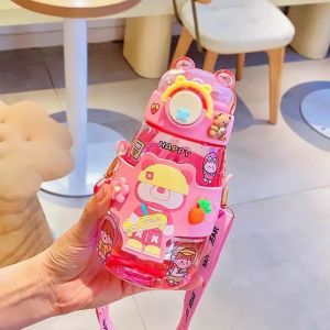 FOREVER - Botol Minum Anak Karakter Kepala Anak Lucu Happy Planet 600ML + Sedotan