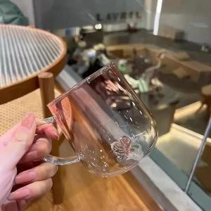 3D Love Gradient Transparent Glass Coffee Mug Milk Juice Couple Pair Cup Lady Office Afternoon Tea Party Drinkware 400mL