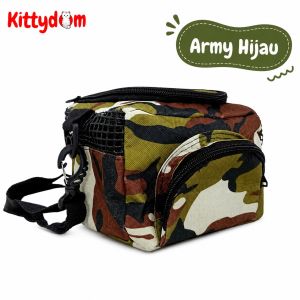 KITTYDOM Tas Travel Hewan Kecil Pet Bag Carrier Bag Sugar Glider Hamster Marmut Tupai Travel Pouch Selempang Portable Tas Untuk Bawa Hewan Jalan Jalan Grooming Traveling Model Kubus Sylish
