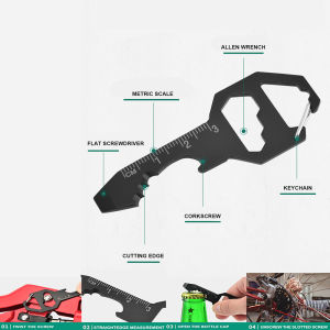 Portable Multifunctional Mini Tool EDC Tool Card Keychain Bottle Opener Hexagon Pendant Screwdriver