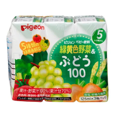 Pigeon Baby Juice Vegetable & Grape 100% (125ml x 3)