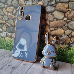 Case NEW Oppo A58 4G Softcase Luxury 6D Casing Plating Stand Holder Tarikan Kelinci