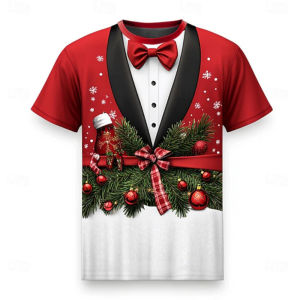 เสื้อยืดคริสต์มาสสำหรับสุภาพสตรี! การออกแบบคอกลมแขนสั้นเหมาะสำหรับทั้งชายและหญิง การพิมพ์คริสต์มาสที่มีสีสันเหมาะสำหรับงานปาร์ตี้และงานเฉลิมฉลองปีใหม่