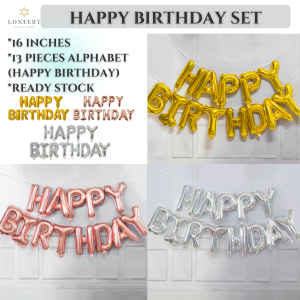 Alphabet Letters Happy Birthday Foil Balloon 16 Inches 13pcs | Happy Birthday Balloon | Huruf Hari Jadi Belon | Colorful Decoration Balloon | Hari Jadi Kanak-Kanak Belon | Ready Stock