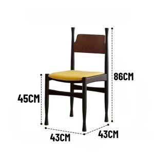 FFBH Wabi‑Sabi Minimalist Chair Vintage Creative Solid Wood Backrest Cushion Casual Dining Chairs Bedroom Living Room Furniture 3T7R1