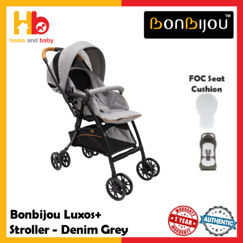 Bonbijou Denim Grey Luxos Stroller with FOC Seat Cushion for Below 1 Year Olds Denim Blue Lazada Singapore