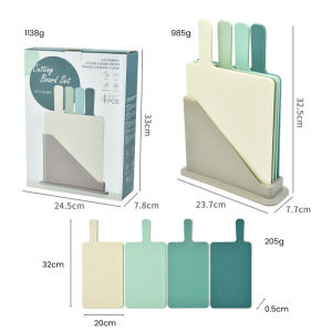 Joyurney Wheat Straw Color Coded Cutting Board With Stand Set of 4 Anti-Bacterial Eco-Friendly Meat