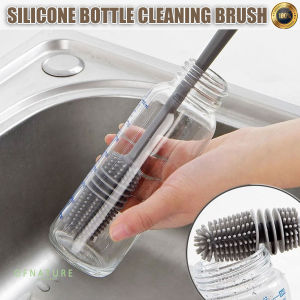 kS-LONG HANDLE SILICONE BOTTLE BRUSH FEEDING BOTTLE CLEANING BRUSH GLASS JAR BRUSH