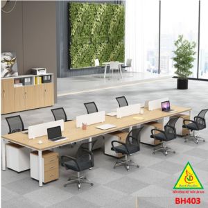Bàn họp bàn làm việc nhóm gỗ MDF ( có tủ ) BH403 - NỘI THẤT LẮP RÁP VIENDONGADV