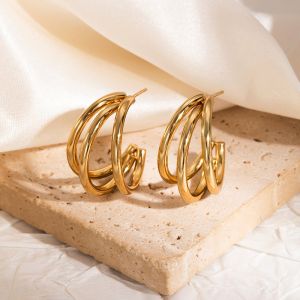 ALENADAY Anting Wanita Elegan Korea Style Gantung 3 Lapis Anting Fashion Lingkaran Geometris ANT05