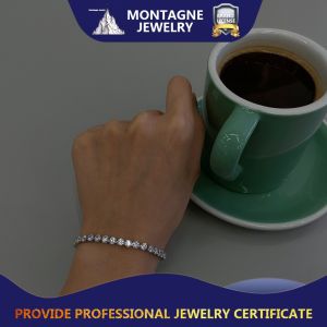 Montagne Jewelry 925 Pure Silver Bracelet Elegant Inset Design Fine Jewellery VVS Moissanite Bracelets Diamond Cuff