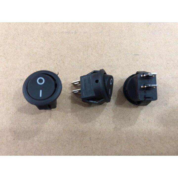 Saklar Rocker Switch Bulat Mini Hitam Pin Kaki On Off Rocker