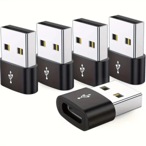 SDAYG 5pcs Aluminium Alloy USB Type C Adapter Mini Portable OTG Data Adapter Data Transfer Black USB Receiver Adapter Mobile Phone