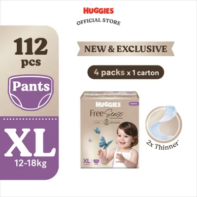 [LAZADA EXCLUSIVE] Huggies Free Sense Pants Diapers M40/L34/XL28/XXL22 (4 Packs)