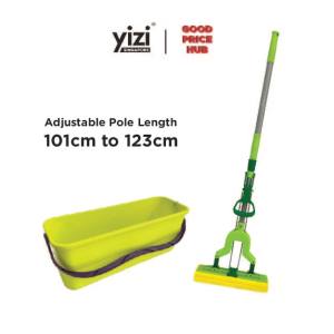 YIZI Super Absorbent Sponge Mop - Adjustable Pole (101cm to 123cm)