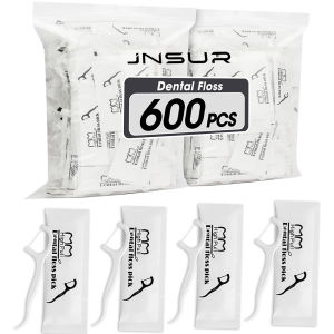 JNSUR 600 Count Individually Wrapped Floss Picks Portable Dental Floss Picks Teeth Sticks Oral Care Hygiene Cleaning Toothpick2026