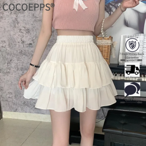 Cocoepps VÁY XẾP LI XẾP LI váy tầng mỏng thiết kế chân váy ngắn cạp cao Mới Mùa Hè cho nữ