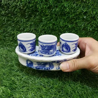 Bộ Ly Cúng Bàn Thờ gốm sứ Bát Tràng cao cấp (bộ khay 3 cái) – Bộ Ly Cúng Ông Địa - Đồ Thờ Cúng tráng men sứ - Đồ Thờ Bát Tràng chất lượng đảm bảo
