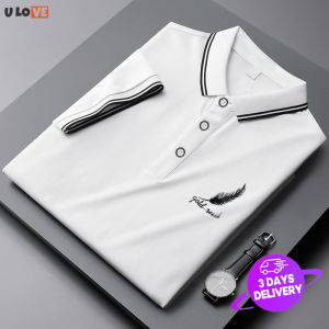 Mens Polo Shirt Stand-up Collar T-shirt Summer Short-sleeved Polo Shirt Print Business Polo Shirt