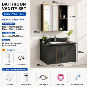 【Local Installation】Bathroom Vanity Set/Set with Integrated Ceramic Sink / Free Tap and Pop Up Waste / Sink / Mirror Cabinet Set