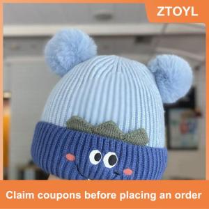 【ZTOYL】 Cute Baby Winter Warm Knitted Hat Double Pompom Baby Hat Ear Protection Cap Cold Proof Knitted Hat