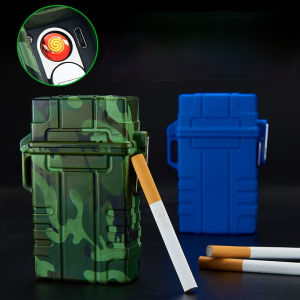 Outdoor Waterproof Windproof Cigarett Case 20PCS Creative Cigarett Case USB Rechargeable Lighter Gadgets for Men Gift