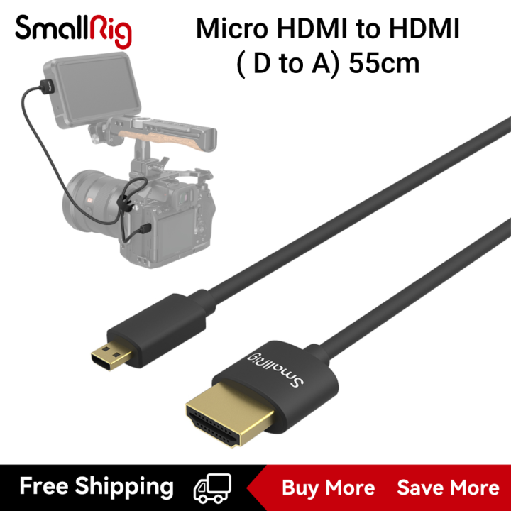 SmallRig Ultra Thin Micro HDMI to HDMI Data Cable (D to A) 55cm HDMI 2.0  Supports Resolution Up to 4K 60Hz with Cable Tie for Sony A7R V A7R IV A7R  III