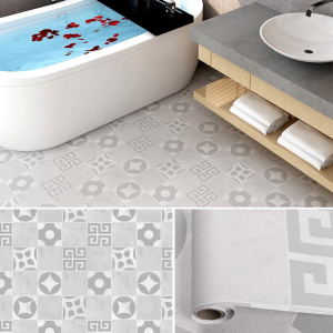 Giấy dán tường sàn tự dính nhà vệ sinh phòng ngủ gạch thảm nhựa PVC mặt đất dày không thấm nước chống mài mòn chống trượt