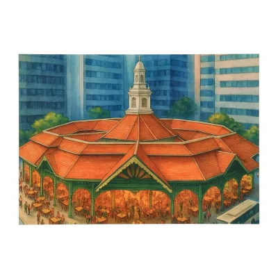 PaperclipSg Singapore Postcard - Lau Pa Sat