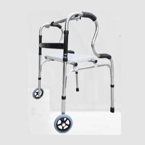 Walking Frame Curve Handle with Seat and Wheel Walking Aids for Elderly Walking Aid Cane Lightweight Walker