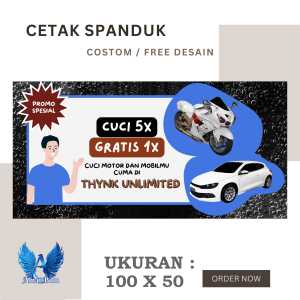 Spanduk Banner CUCI MOTOR Ukuran 100X50 cm Costom Desain