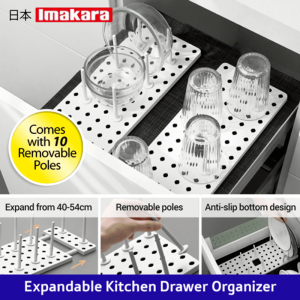 🔥 Imakara Expandable Kitchen drawer/ Bowl/ plate/ Cup Organizer 🔥40-54cm 🔥Can used as drying rack