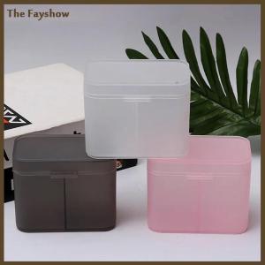 [The Fayshow] Cotton Pads Swab Nail Wipes Makeup Brushes Organizer Storage Box Holder Container Case Independent Double-Compartment