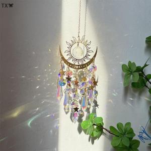 TX🏮💓💛 Suncatcher Wind Chimes For Windows Hanging Sun And Moon Sun Catcher Indoor Outdoor Home Garden Decor