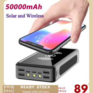 80000mAh Power Bank Solar Wireless Portable Phone Charging Power Bank External Fast Charger4 USB LED Light For Iphone Xiaomi Samsung Huawei Power bank