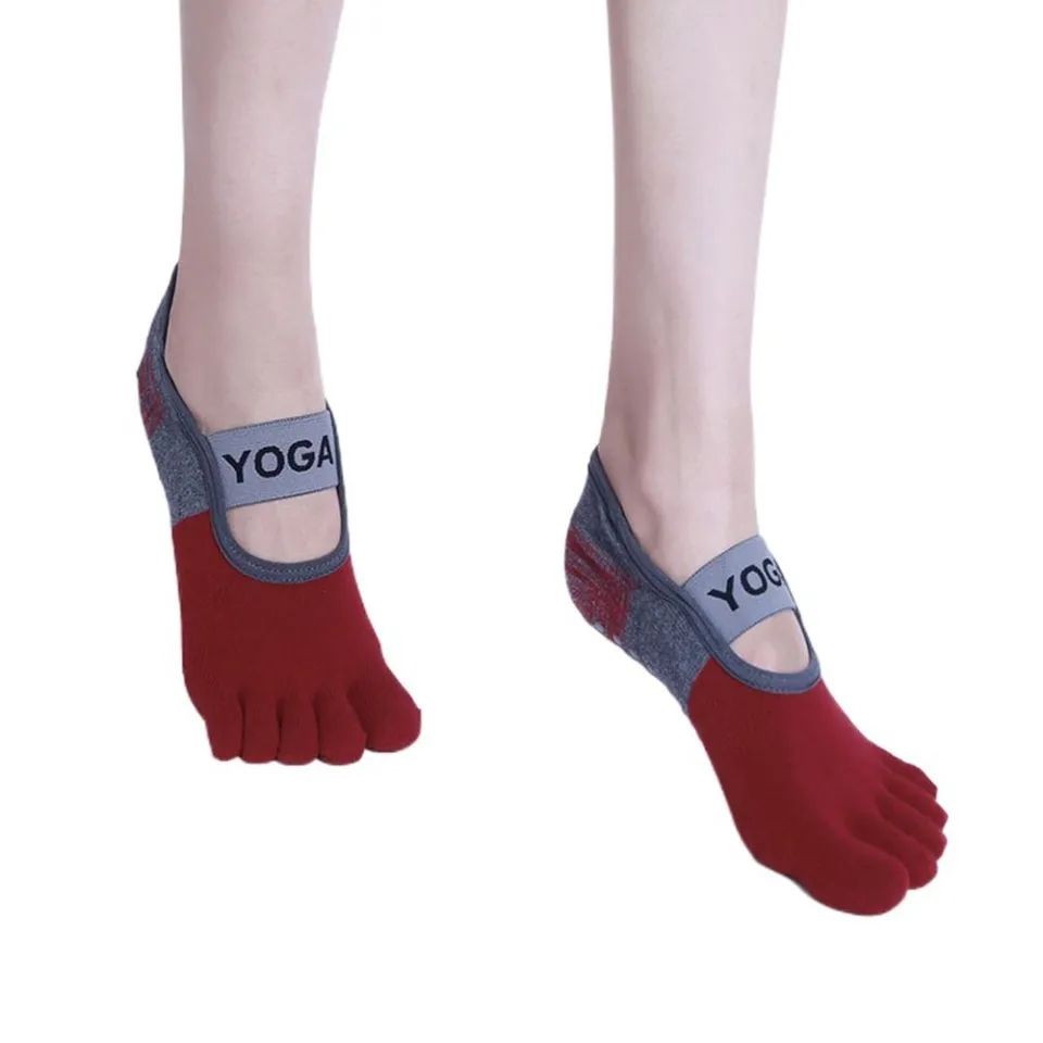 Yoga Socks Women Contrast Color Cotton Silicone Non-slip Pilates